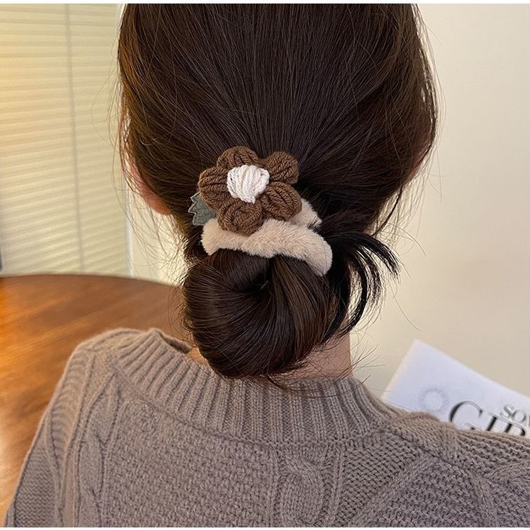 Dây Cột Tóc Cao Su Bọc Vải Bông Họa Tiết Hoa Ngọt Ngào Dễ Thương Cho Nữ