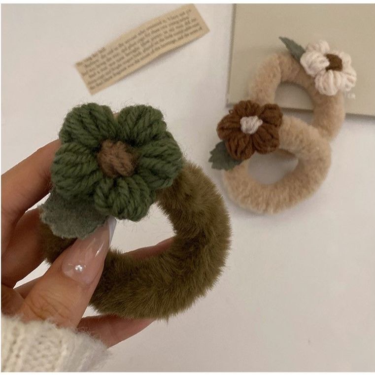 Dây Cột Tóc Cao Su Bọc Vải Bông Họa Tiết Hoa Ngọt Ngào Dễ Thương Cho Nữ