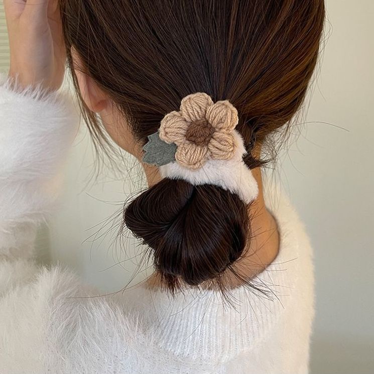 Dây Cột Tóc Cao Su Bọc Vải Bông Họa Tiết Hoa Ngọt Ngào Dễ Thương Cho Nữ