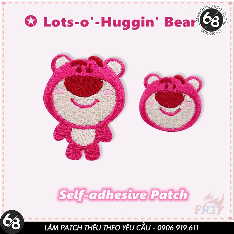 Sticker ủi nhiệt vải thêu logo hình gấu dâu Lotso Toy Story DIY động vật dễ thương cute - Patch ủi quần áo balo H75