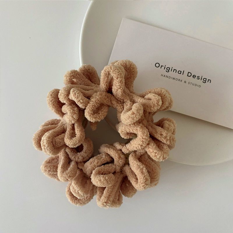 Dây Cột Tóc Cao Su Co Giãn Bọc Vải Lông Phong Cách Hàn Quốc