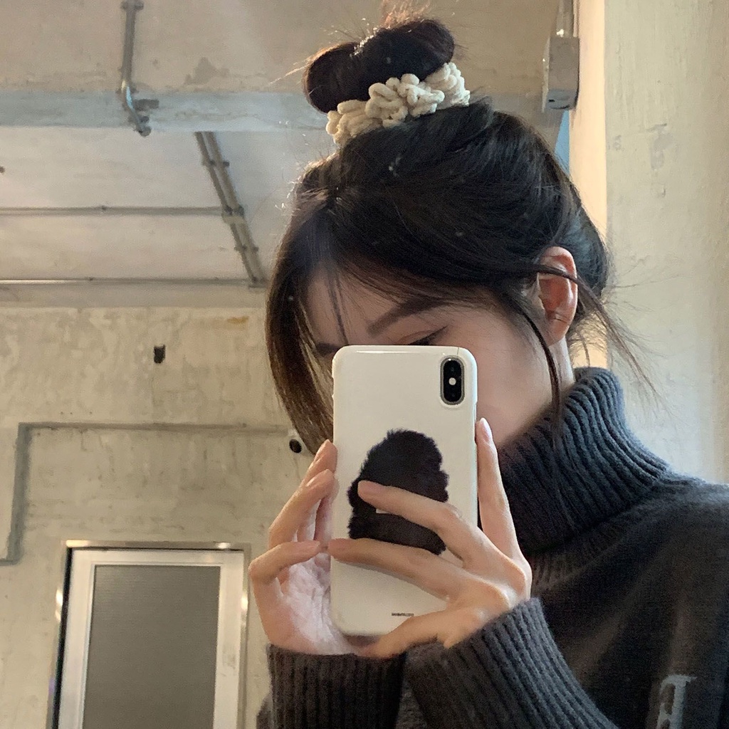 Dây Cột Tóc Cao Su Co Giãn Bọc Vải Lông Phong Cách Hàn Quốc