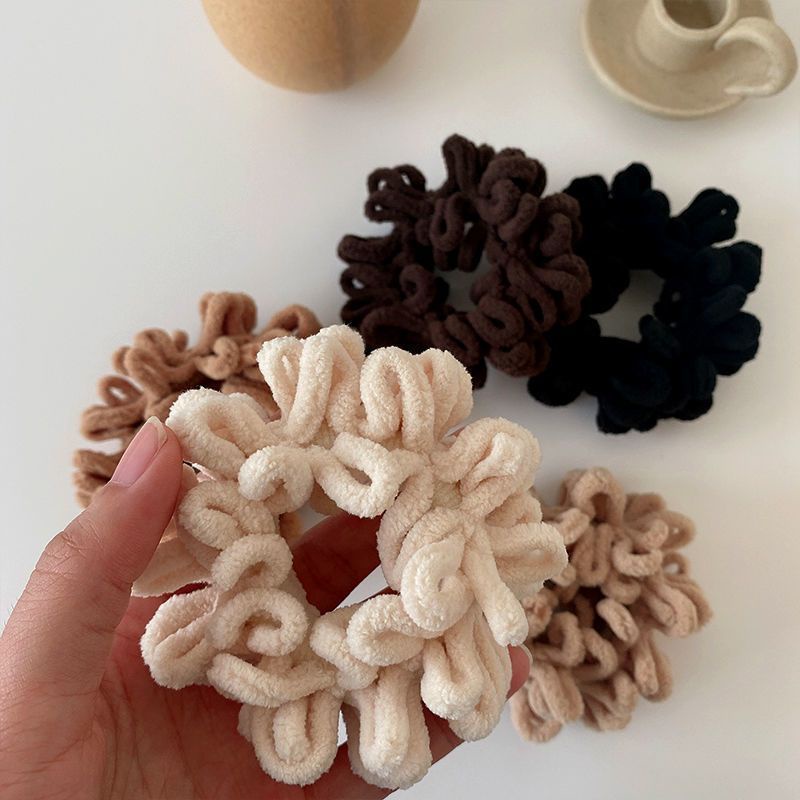 Dây Cột Tóc Cao Su Co Giãn Bọc Vải Lông Phong Cách Hàn Quốc