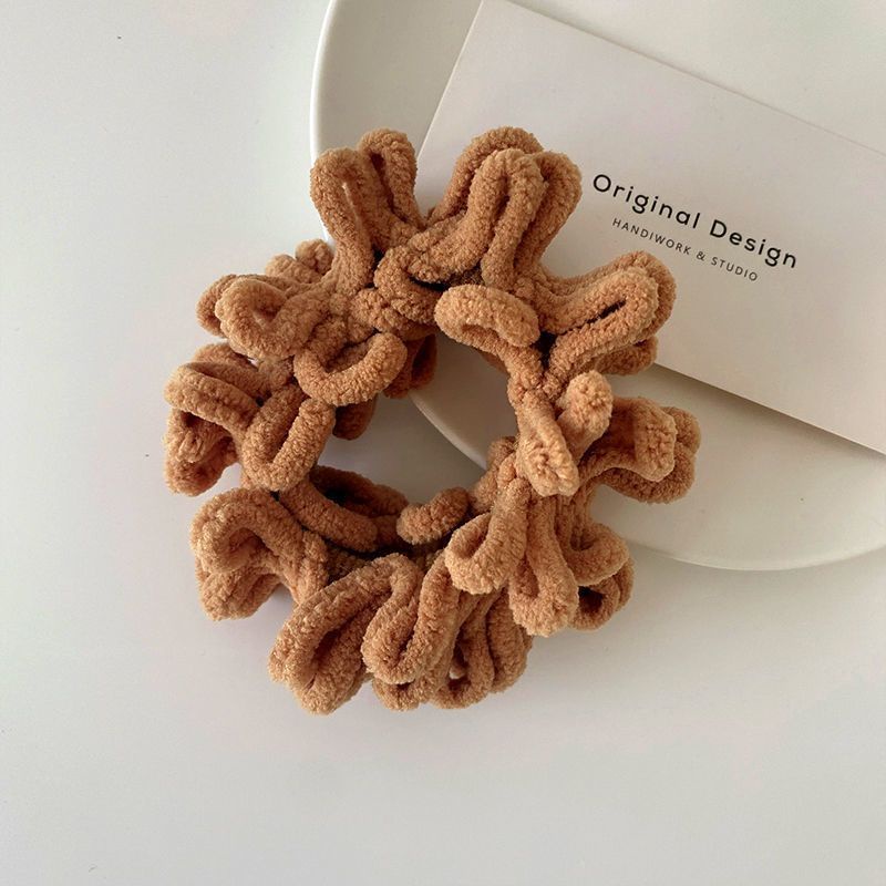 Dây Cột Tóc Cao Su Co Giãn Bọc Vải Lông Phong Cách Hàn Quốc