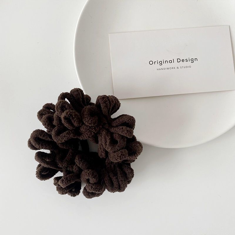 Dây Cột Tóc Cao Su Co Giãn Bọc Vải Lông Phong Cách Hàn Quốc