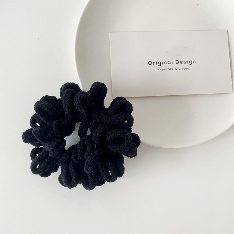 Dây Cột Tóc Cao Su Co Giãn Bọc Vải Lông Phong Cách Hàn Quốc