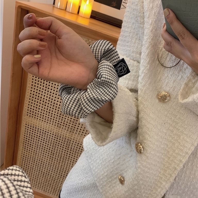 Dây Cột Tóc Cao Cấp Họa Tiết Hoa Phong Cách Retro Pháp