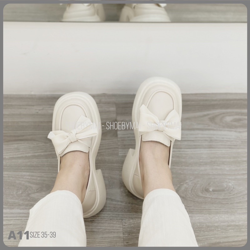 Giày búp bê nữ loafer da mềm 5 phân A11