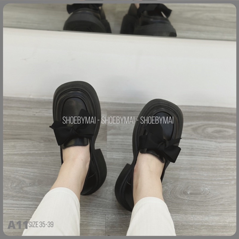 Giày búp bê nữ loafer da mềm 5 phân A11