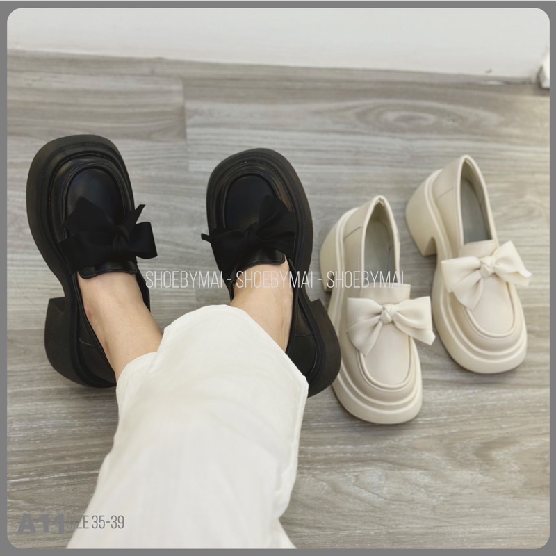 Giày búp bê nữ loafer da mềm 5 phân A11