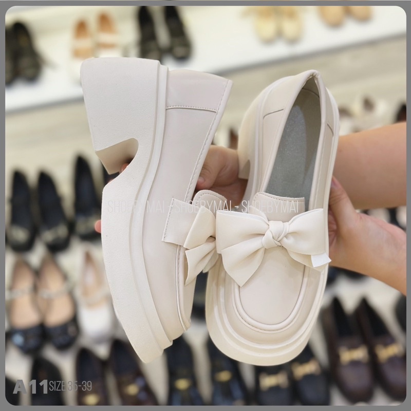 Giày búp bê nữ loafer da mềm 5 phân A11