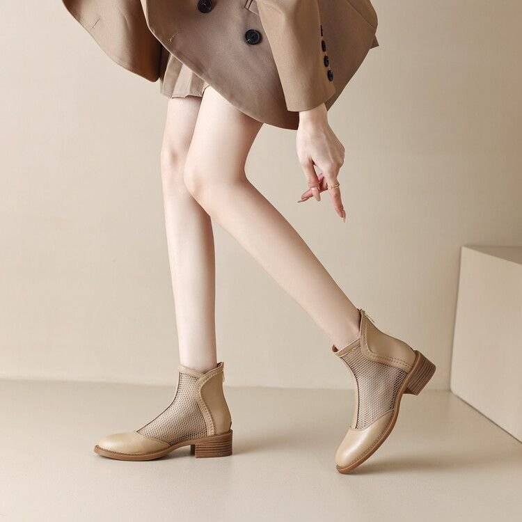 Giày Bốt Martin Phối Lưới Mỏng Thoáng Khí Thời Trang Mùa Hè Cho Nữ