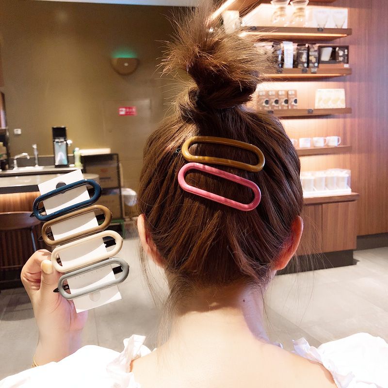 Kẹp Tóc Nữ Hình Oval Màu Sắc Retro Thời Trang