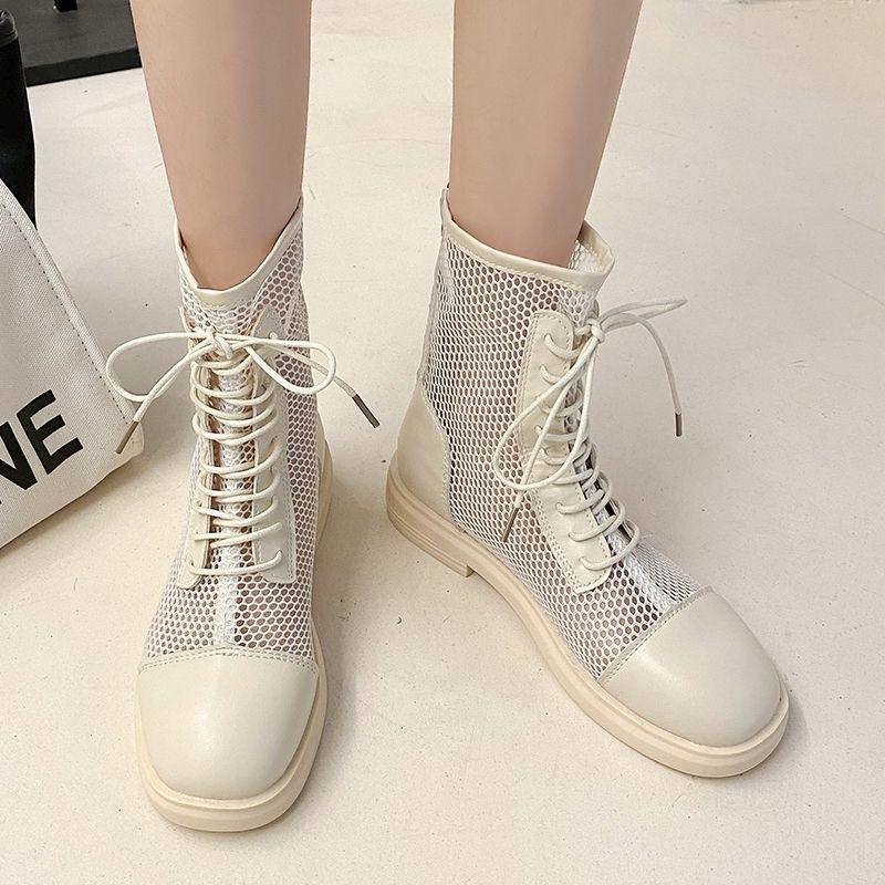 Giày Bốt Martin Phối Lưới Mỏng Thoáng Khí Thời Trang Mùa Hè 2022 Mới Cho Nữ