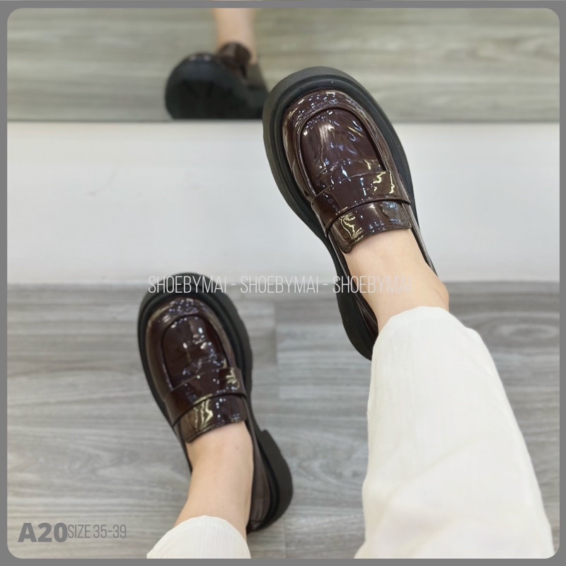 Giày loafer da bóng cách điệu A20