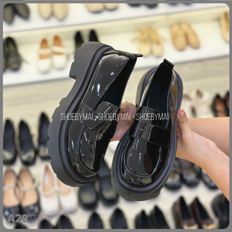 Giày loafer da bóng cách điệu A20