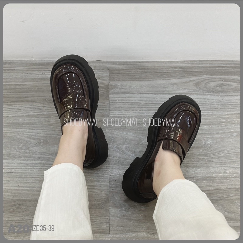 Giày loafer da bóng cách điệu A20