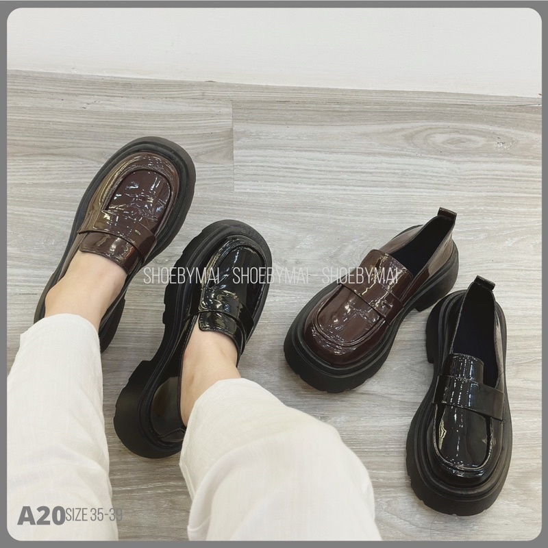 Giày loafer da bóng cách điệu A20
