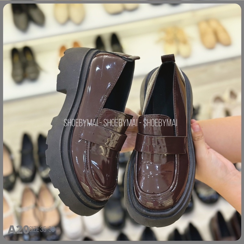 Giày loafer da bóng cách điệu A20