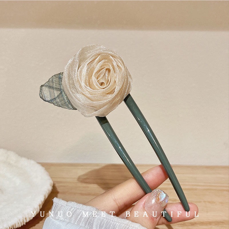 Trâm Cài Tóc Đính Hoa Trà Cao Cấp Phong Cách Hiện Đại Đơn Giản Cho Nữ