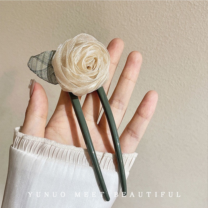 Trâm Cài Tóc Đính Hoa Trà Cao Cấp Phong Cách Hiện Đại Đơn Giản Cho Nữ