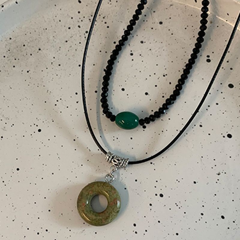 Dây Chuyền Hai Lớp Mặt Nhẫn Thời Trung Cổ Làm Bằng Tay Cao Cấp Sang Trọng Niche Chính Hãng Cổ Điển Ethn