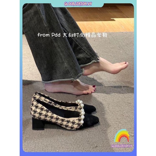 Giày cao gót đế dày mẫu mới gót thô