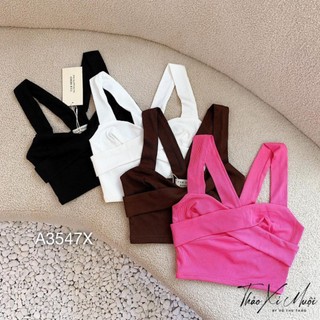 Áo croptop nữ hai dây chéo ,áo kiểu sát nách ôm dây chéo bản to thun gân gợi cảm -A7543
