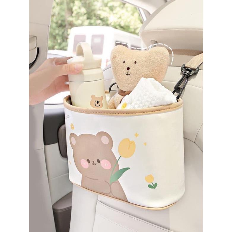 Giỏ Da Pu Treo Sau Ghế Ô Tô, Treo Xe Đẩy Đựng Đồ Siêu Hot ( kèm ảnh thật )
