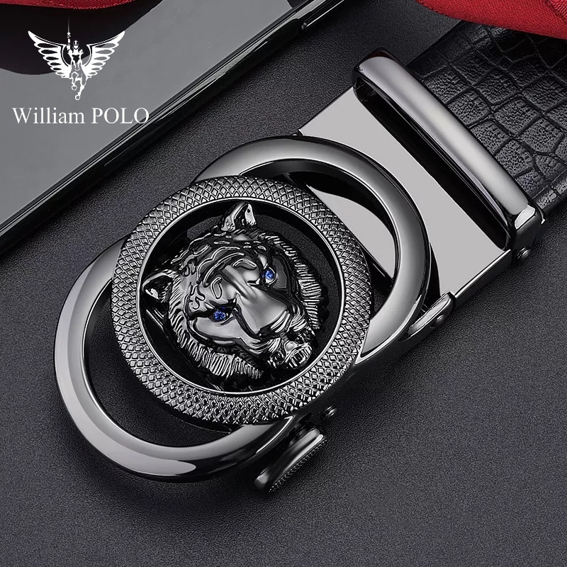 Thắt Lưng Nam Da Thật Cao Cấp WilliamPOLO, Dây Nịt Nam Cao Cấp WP7910 Hộp Gỗ Làm Quà Tặng, Quà Biếu