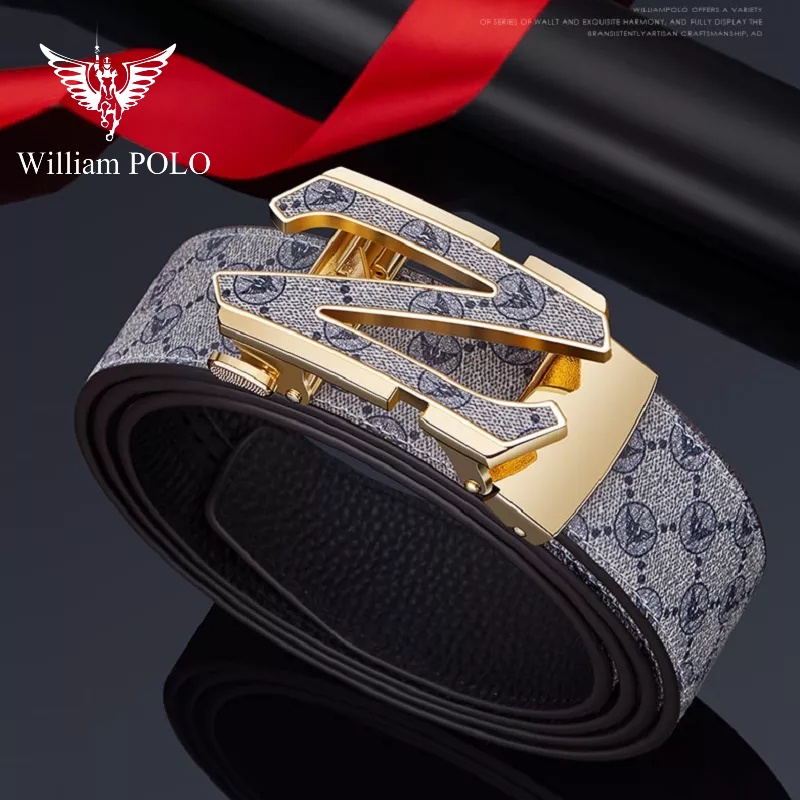 Thắt Lưng Nam Da Bò Thật 100% Cao Cấp Hàng Hiệu WilliamPOLO, Dây Nịt Nam Cao Cấp WP791 Hộp Gỗ Làm Quà Tặng, Quà Biếu