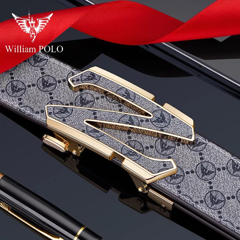 Thắt Lưng Nam Da Bò Thật 100% Cao Cấp Hàng Hiệu WilliamPOLO, Dây Nịt Nam Cao Cấp WP791 Hộp Gỗ Làm Quà Tặng, Quà Biếu