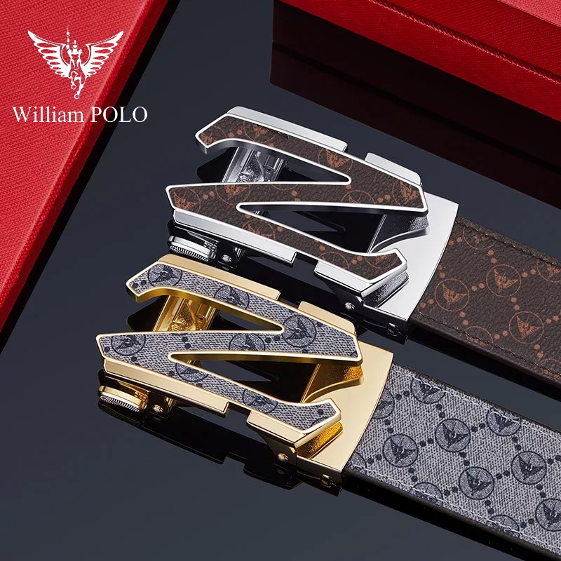 Thắt Lưng Nam Da Bò Thật 100% Cao Cấp Hàng Hiệu WilliamPOLO, Dây Nịt Nam Cao Cấp WP791 Hộp Gỗ Làm Quà Tặng, Quà Biếu