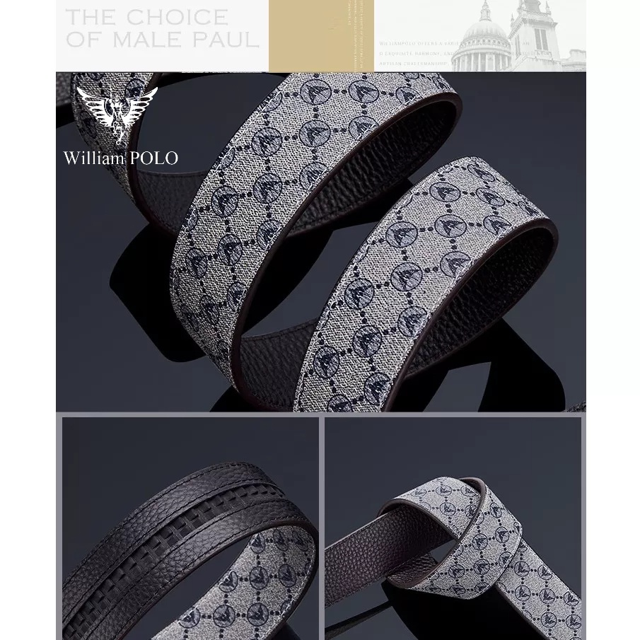 Thắt Lưng Nam Da Bò Thật 100% Cao Cấp Hàng Hiệu WilliamPOLO, Dây Nịt Nam Cao Cấp WP791 Hộp Gỗ Làm Quà Tặng, Quà Biếu