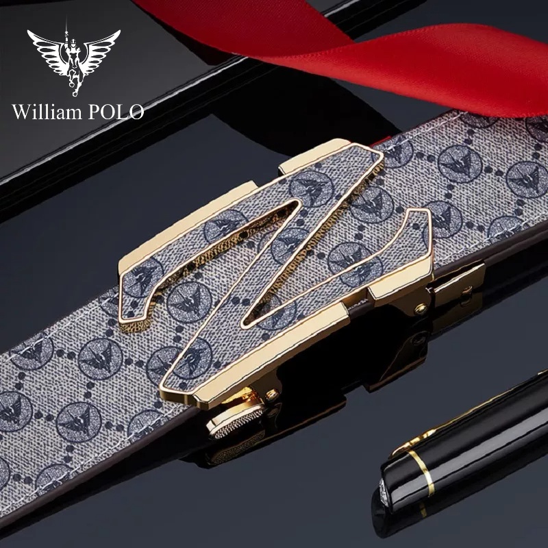 Thắt Lưng Nam Da Bò Thật 100% Cao Cấp Hàng Hiệu WilliamPOLO, Dây Nịt Nam Cao Cấp WP791 Hộp Gỗ Làm Quà Tặng, Quà Biếu