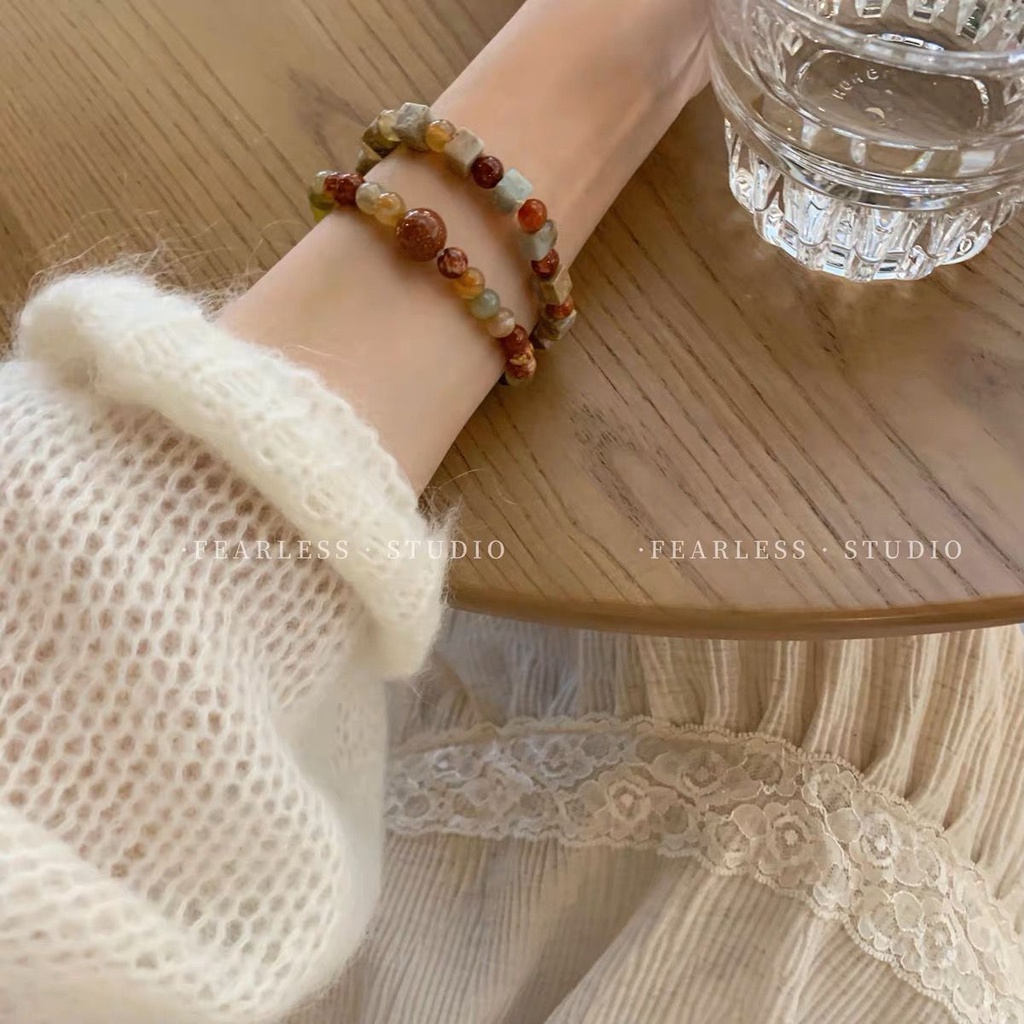 Vòng Tay Chuỗi Hạt Đá Tự Nhiên Phong Cách Trung Hoa Cổ Điển Không Sợ Hãi Mới