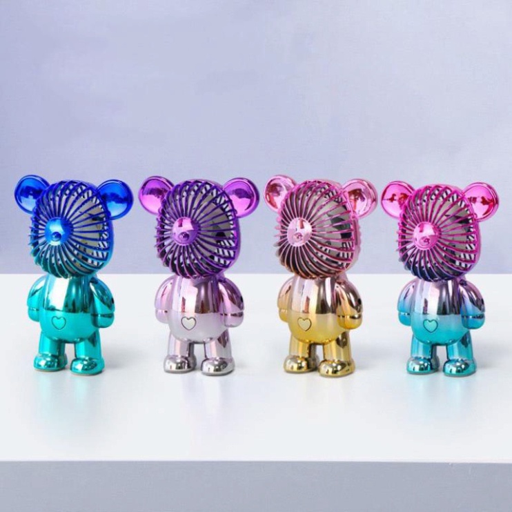Quạt Mini Cầm Tay Hình Gấu Bearick Tích Điện Dung Lượng Pin Lớn - Quạt Câm Tay Mini Kiểu Dáng Gấu bearick Hot 2023