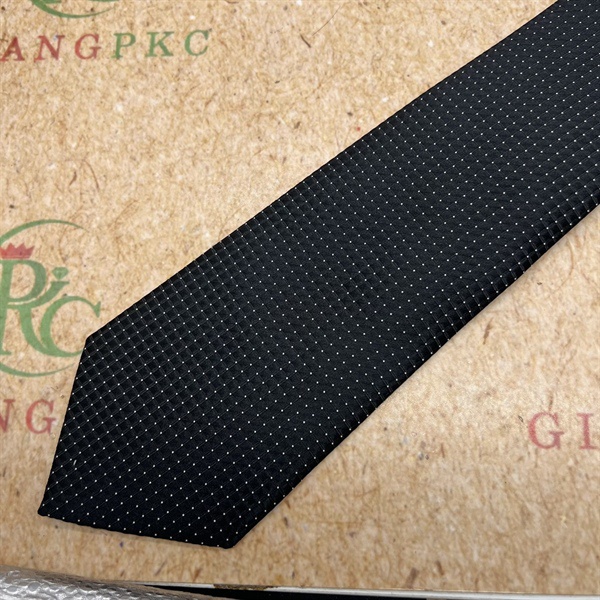 Cà vạt nam màu đen chấm mẫu thắt sẵn dây kéo 8cm sang trọng t5- PKC