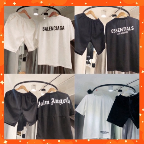 Bộ Thể Thao Nam Nữ Mùa Hè Mặc Đi Chơi Bộ Vải Cotton Kèm Quần Short Đủ Size Thoáng Mát - Bộ Essentials Nam Nữ Sabi Shopss