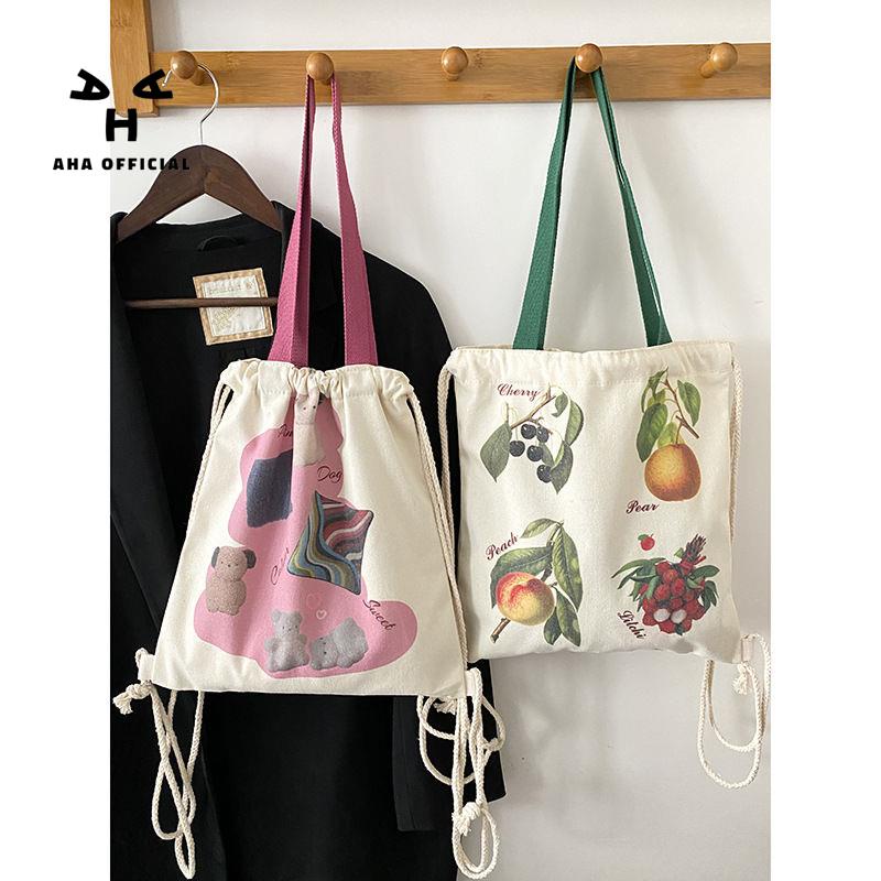 Ba Lô Dây Rút In Họa Tiết Dễ Thương Cho Nữ