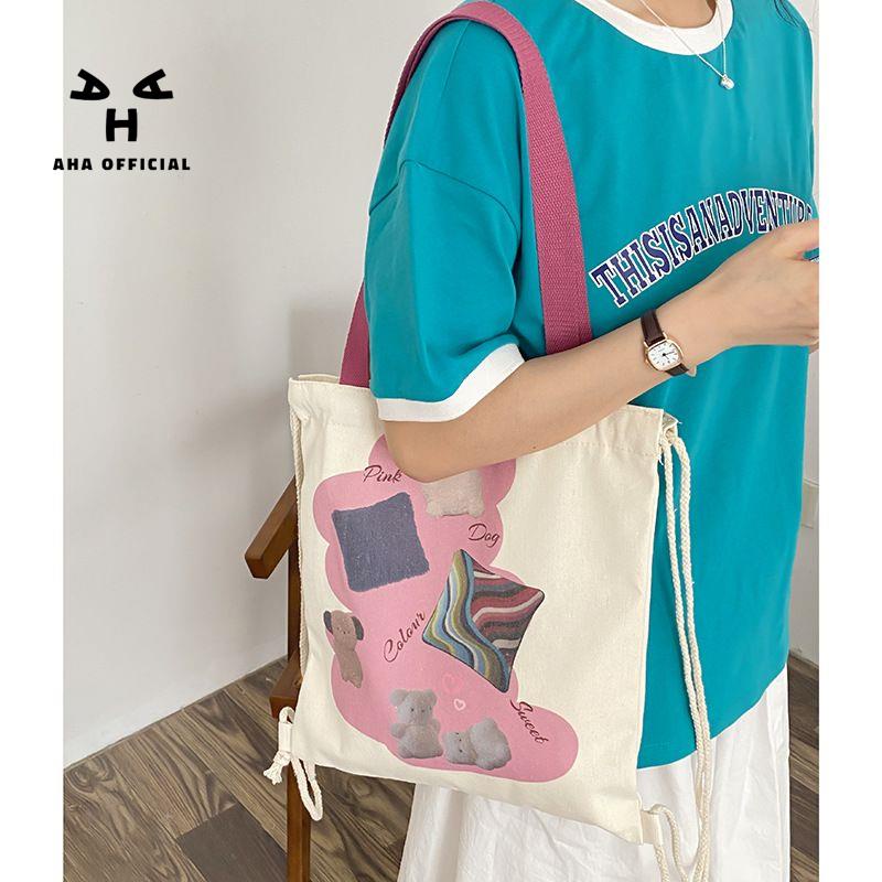 Ba Lô Dây Rút In Họa Tiết Dễ Thương Cho Nữ