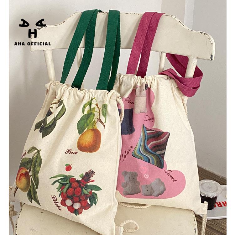 Ba Lô Dây Rút In Họa Tiết Dễ Thương Cho Nữ