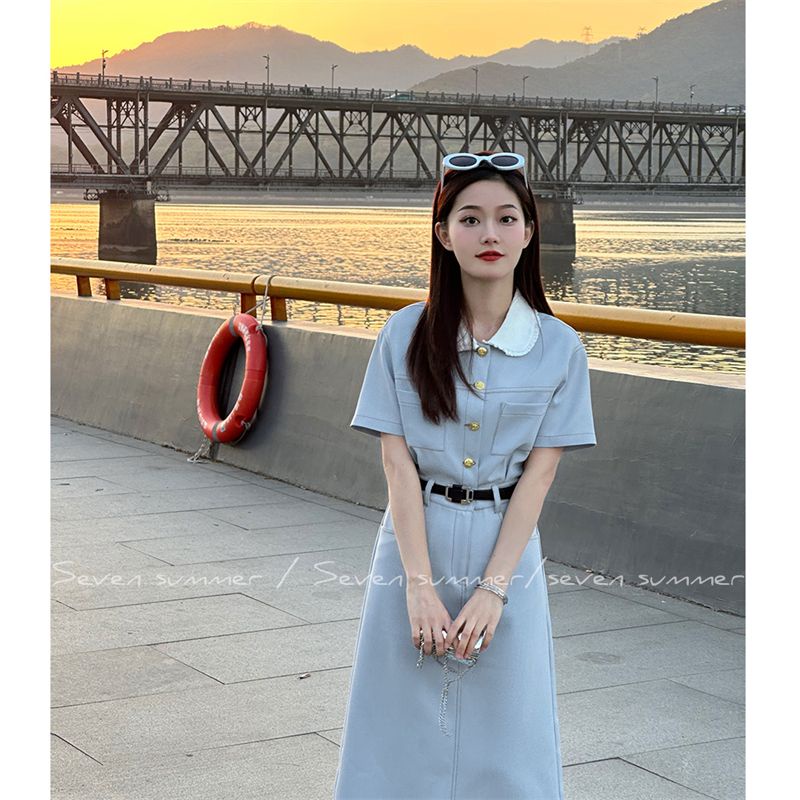 Hàng Mới Về Mới Đầm Dài Tay Ngắn Cổ Búp Bê Màu Trơn Phong Cách Hàn Quốc Thời Trang Mùa Hè Xinh Xắn Cho Nữ
