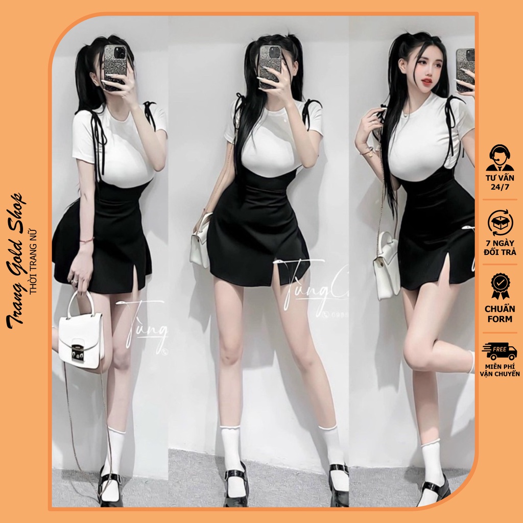 Set váy yếm xinh tiểu thư
