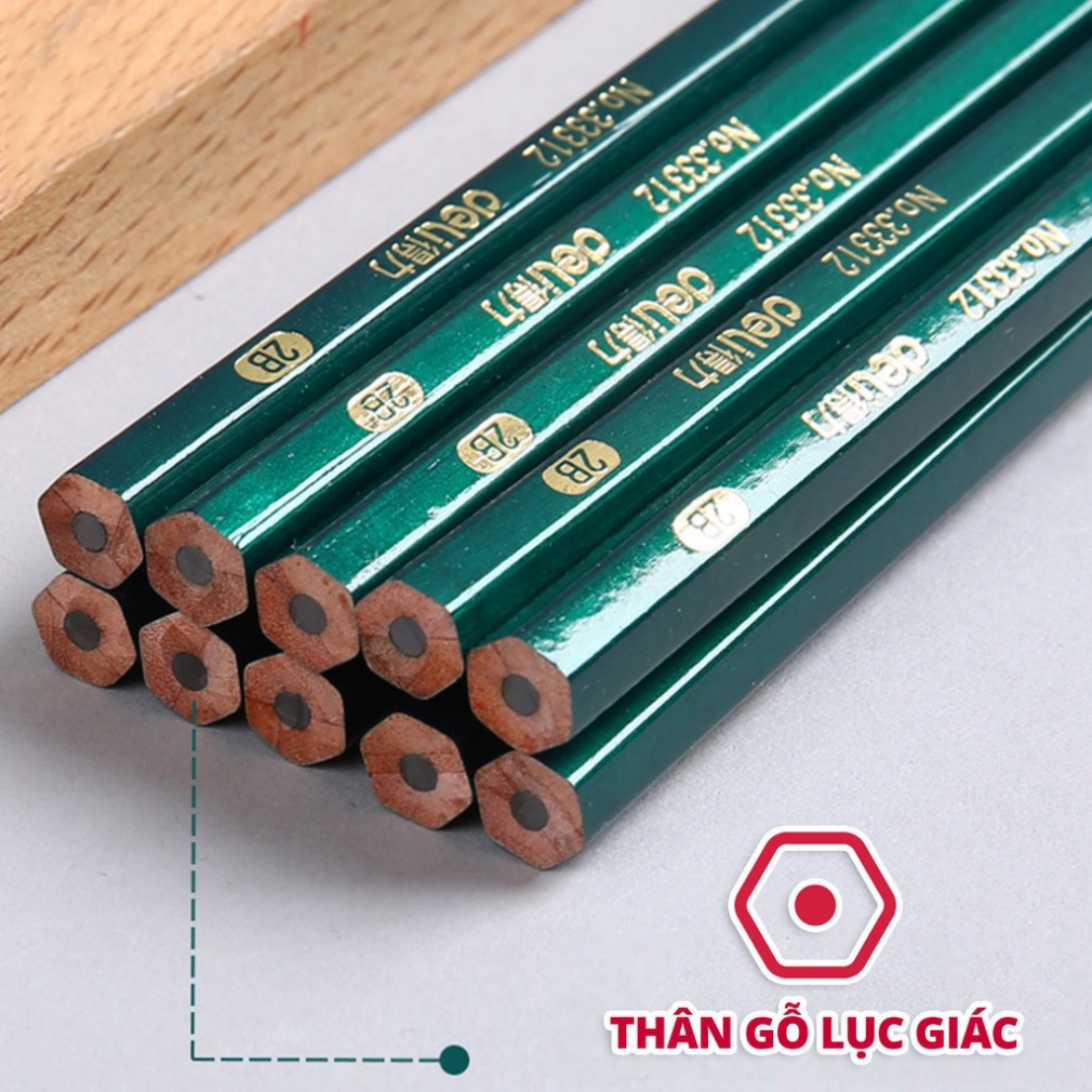 Vỉ 10 bút chì lục giác Deli - loại 2B/HB