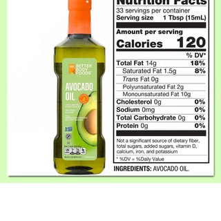 Dầu bơ Better Body Foods Avocado Oil 500ml