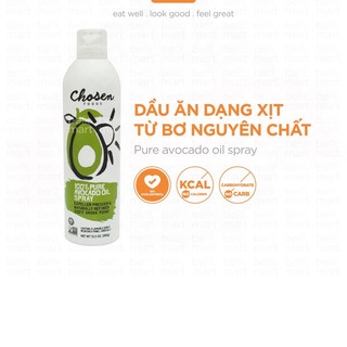 Dầu ăn dạng xịt từ trái bơ chosen foods 0 calo, cho nồi chiên không dầu - befit.mart21