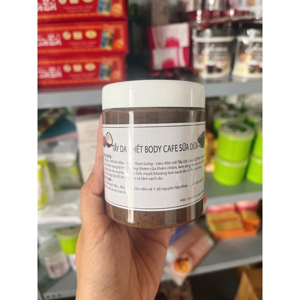 Tẩy tế bào chết cà phê sữa dừa hủ 250gram
