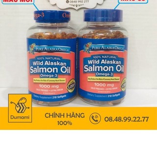 Viên dầu cá hồi pure alaska salmon oil omega 3 1000 mg lọ 210 viên của mỹ