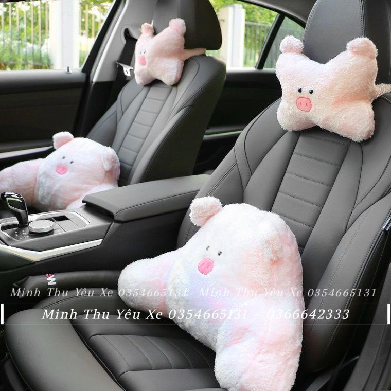 Gối tựa đầu ô tô heo hồng trang trí nội thất xe dễ thương Minh Thu Yêu Xe | BigBuy360 - bigbuy360.vn